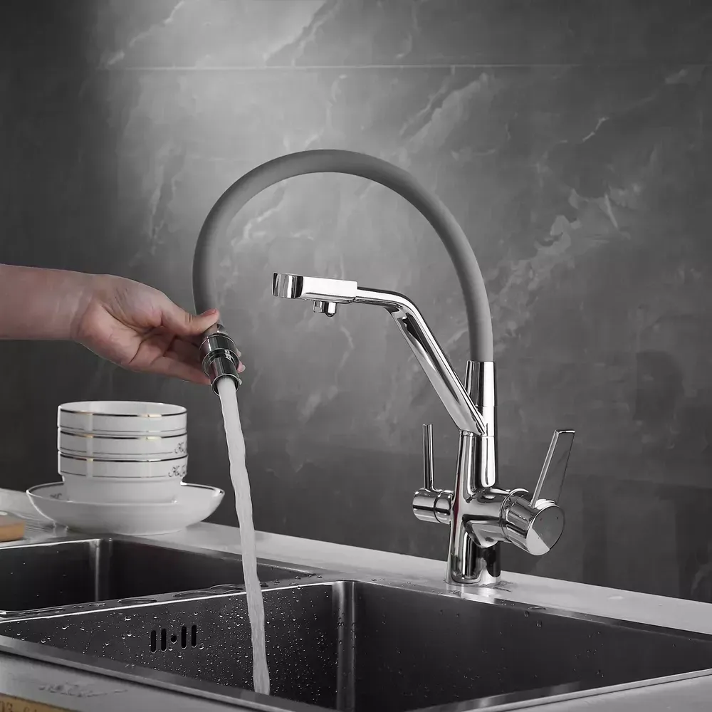 Смеситель для кухни с подключением к фильтру WEZER INX4A-08 хром/серый Киев - изображение 3