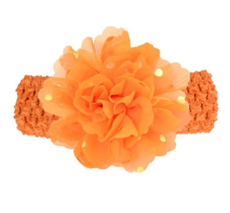 Детская оранжевая повязка на голову - окружность головы около 40-52см, диаметр цветка 9см Киев - изображение 1