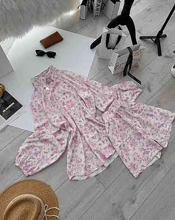 Женский стильный повседневный костюм из натуральной ткани штапель Розовый Одесса
