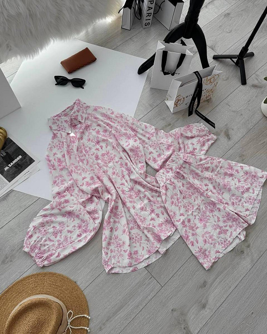 Женский стильный повседневный костюм из натуральной ткани штапель Розовый Одесса - изображение 6