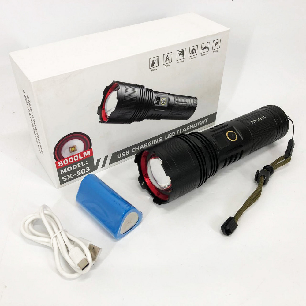 Пилозахищений ліхтар PLD-503-TG, Потужний світлодіодний кишеньковий ліхтарик, Ліхтарик police оригінал ZN-71 Львів - фото 1