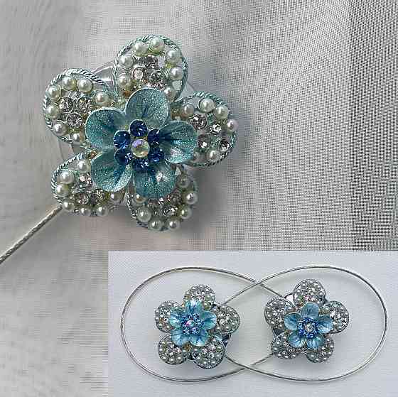 Магніти для штор та гардин "Flowers" набір 2 шт Блакитний (81-226) Київ