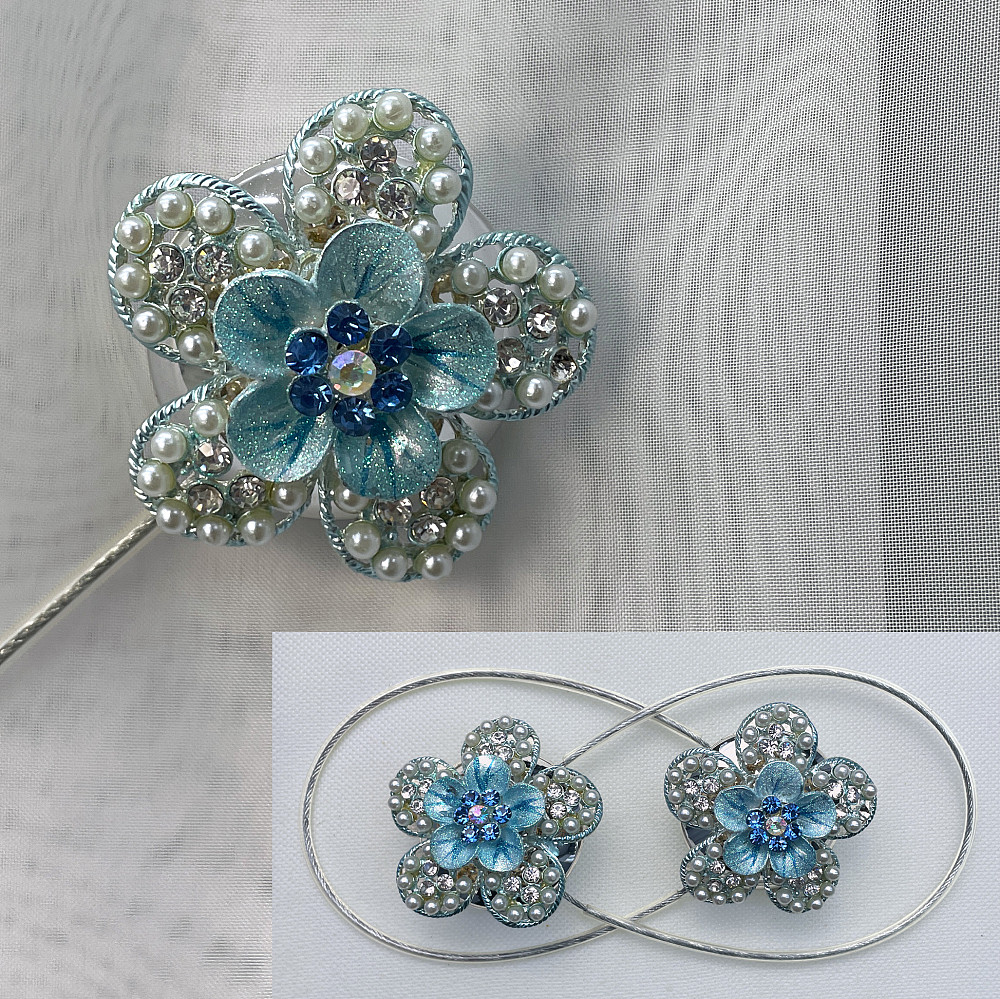 Магніти для штор та гардин "Flowers" набір 2 шт Блакитний (81-226) Київ - фото 1