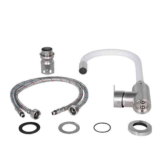 Змішувач для кухні Lidz Vida 015F3 з гнучким виливом (k35) LDVID015F3WHI43357 White / Nickel Київ