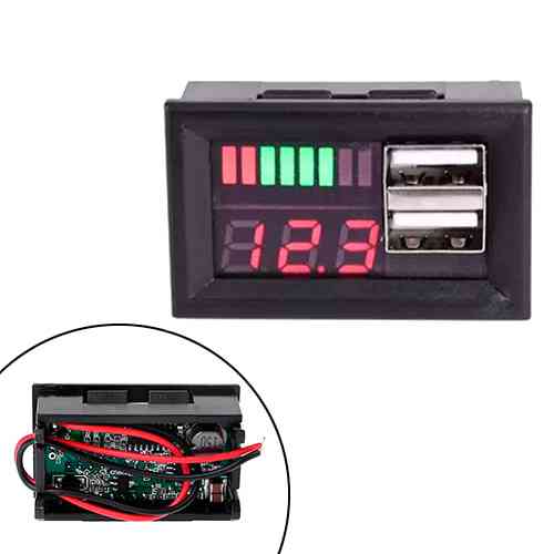 Індикатор заряду акумулятора, вольтметр 12В, 2xUSB автомобільний Вінниця