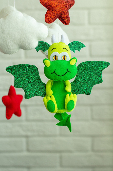 Дитячий мобіль на ліжечко для немовлят WooolyWool «Дракончик» Київ - фото 2