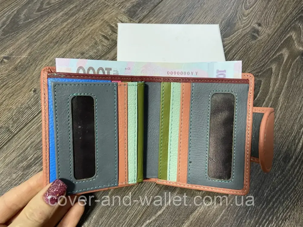 Кожаный женский кошелек компактного размера с монетницей синего цвета ST 415-1 Киев - изображение 8