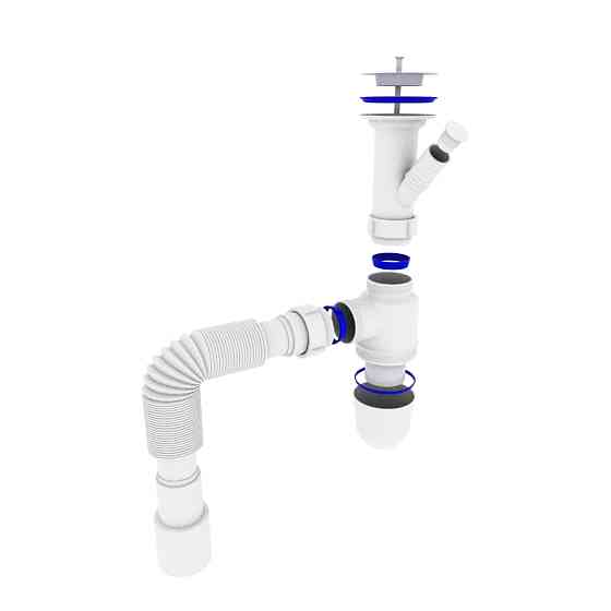 Сифон OPTIMUM11/2″*40 для умивальника та мийки з відведенням для пральної машини та гофротрубою 40*40/50 OPTI 13043 Тернополь
