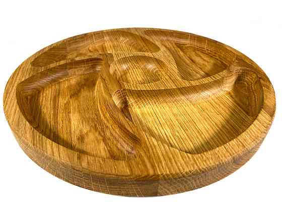 Деревянная тарелка из натурального дерева диаметр 30 см, высота 2 см, тарелка для закусок Каменец-Подольский