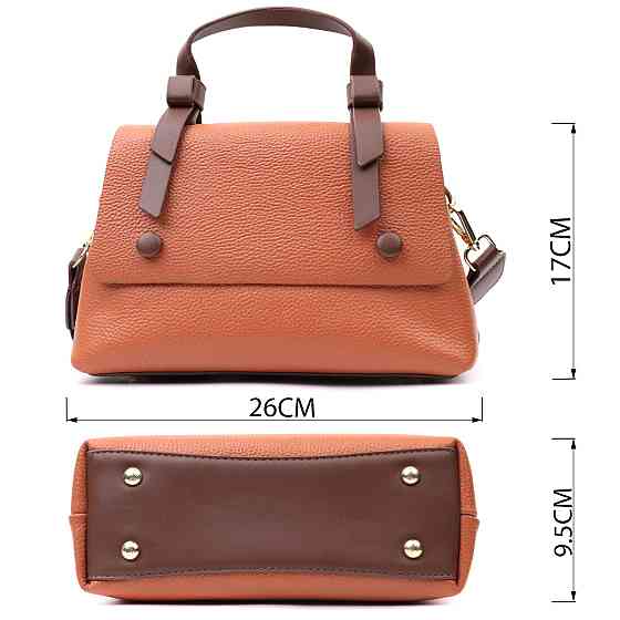 Элегантная сумка для женщин с короткой ручкой из натуральной кожи Vintage 22669 Рыжая Киев