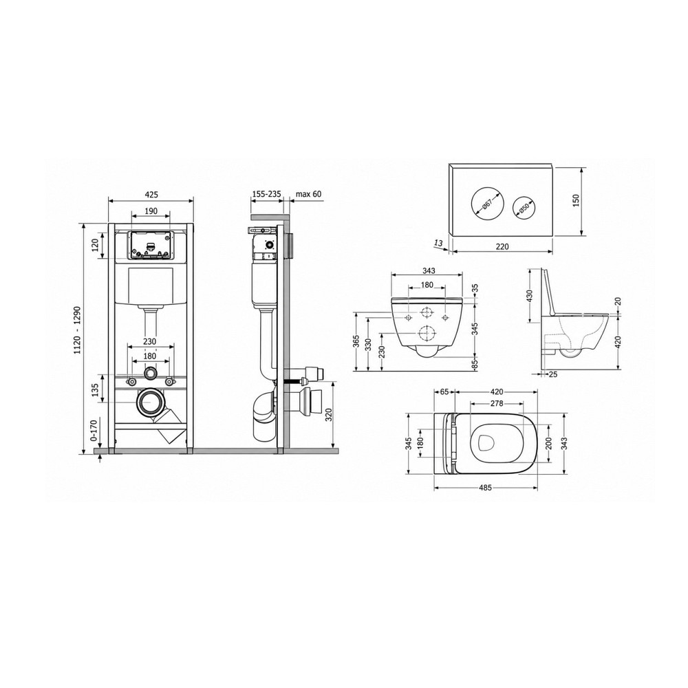 Готове рішення Qtap для ванної кімнати: підвісний унітаз Gemini Ultra Quiet 485×340×350 + комплект інсталяції Nest 4 в 1 Київ - фото 8