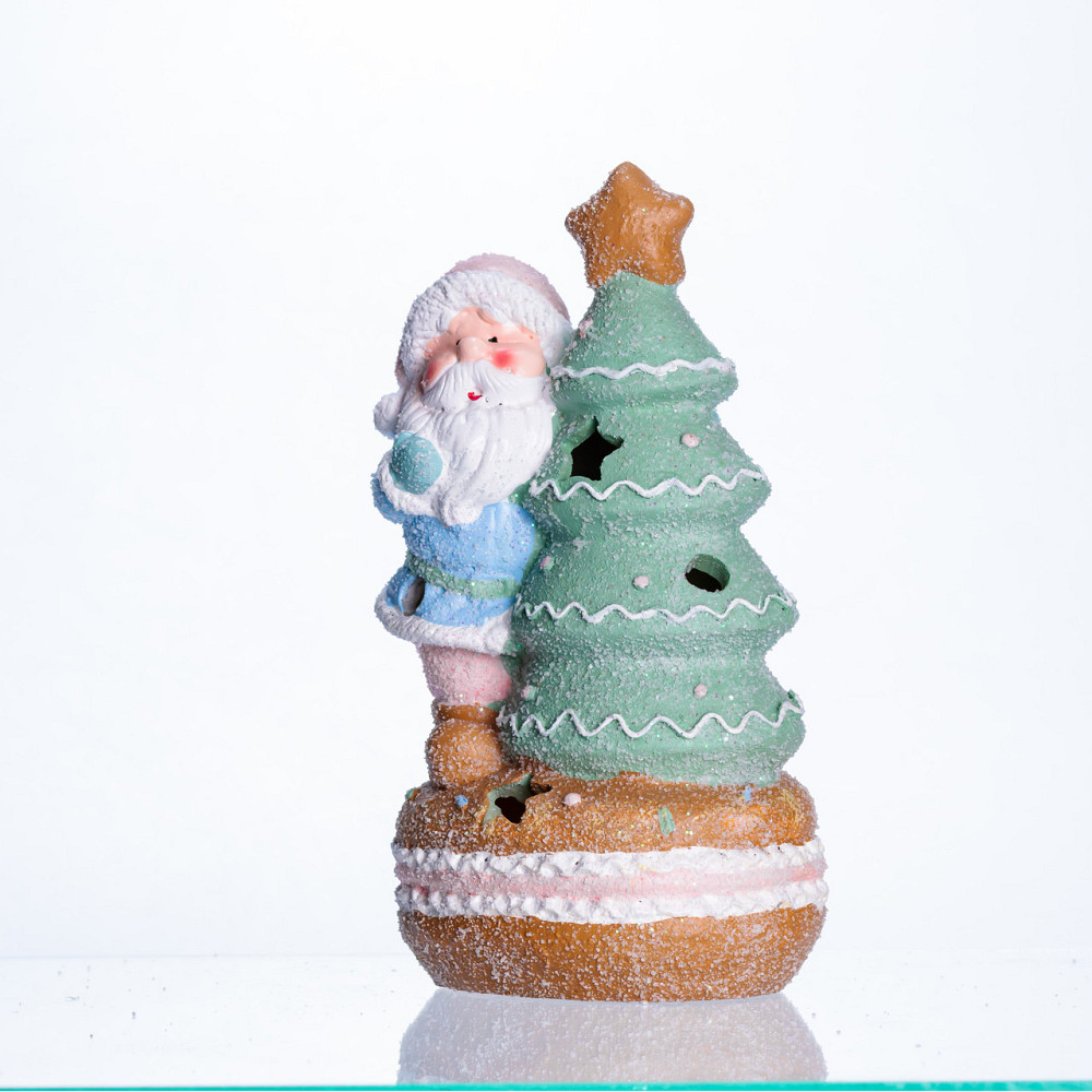 Yiwu Новорічна декоративна фігурка з підсвіткою 11.5×9×20 см Новорічний декор Санта-Клаус з яли Коломия - фото 1
