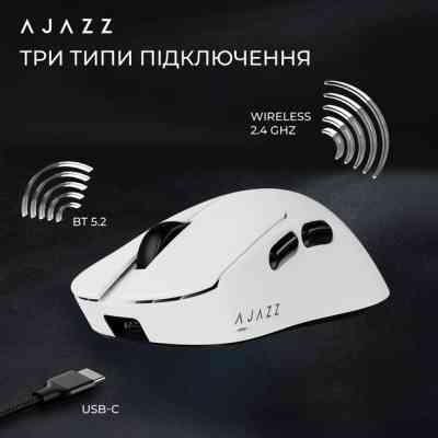 Мишка Ajazz AJ179 V2 MAX Wireless/Bluetooth/USB White (AJ179-V2-MAX-W) Вінниця