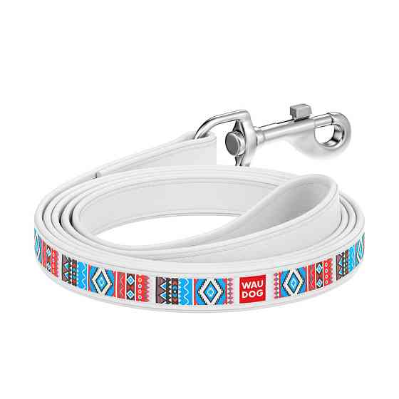 Повідець WAUDOG Design з малюнком "Етно" (ширина 18 мм, довжина 122 см) білий Коломыя