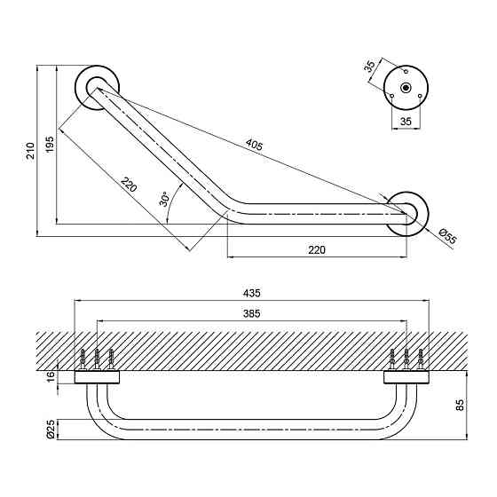 Поручень Lidz Oreo 0302 вигнутий LDORE0302CRM22319 Chrome Київ