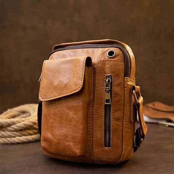 Мессенджер с отверстием для наушников мужской Vintage 20416 Рыжий Киев