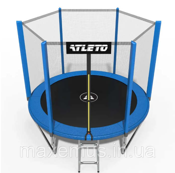 Детский батут Atleto 183 см с защитной сеткой и лестницей синий (+ перчатки в подарок) Мостиска - изображение 7