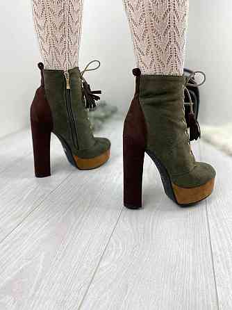 Жіночі черевики L202-M208 комбінований еко-замша 38р. каблук 13см. (1219) Коломия