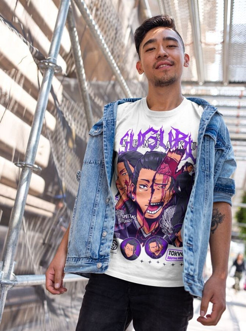 Футболка чоловіча з аніме принтом Магічна битва оверсайз (S/M/L) Чорний AnimeJ1191 Дніпро - фото 7