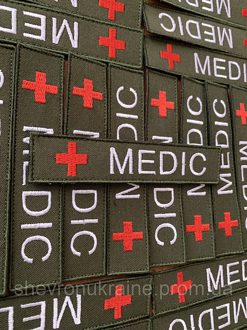 Шеврон планка MEDIC на оливе (Форма прямоугольная. На липучке) Размер 2.5x12см Киев - изображение 3