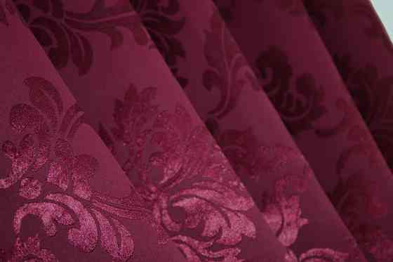 Кухонные шторы VR-Textil № 073к с ламбрекеном и подхватами бордовый с серым 270х170 см (52-0518) Киев