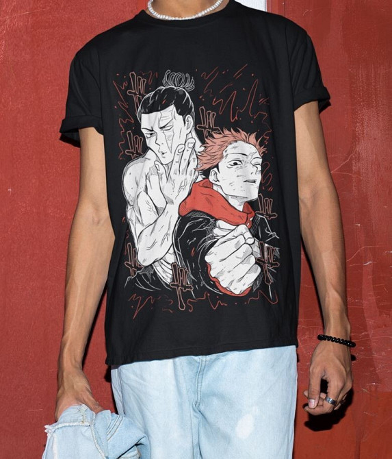 Футболка для хлопчика з аніме принтом Магічна битва оверсайз (зріст від 165 до 180) Чорний AnimeJ0824m Дніпро - фото 2