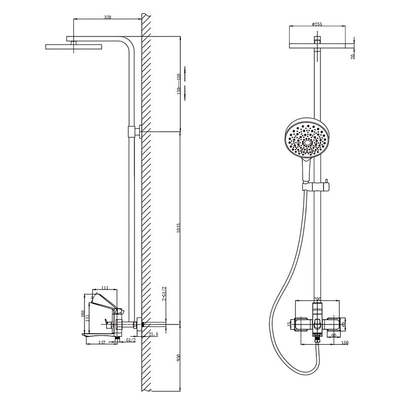 Душова колона зі змішувачем Mixxus Wilson 009-J Graphite (Колір графіт) (MI7122) Київ - фото 2