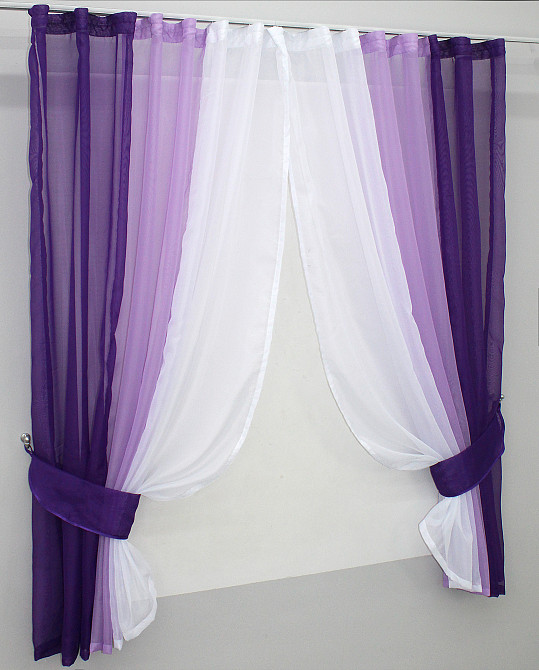 Кухонные шторы VR-Textil № 054к комбинированные фиолетовый с сиреневым и белым 400х170 см (50-571) Киев - изображение 2