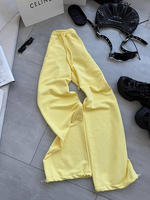 Женские базовые брюки - джоггеры турецкая петля пенье Банановый Одесса - изображение 4