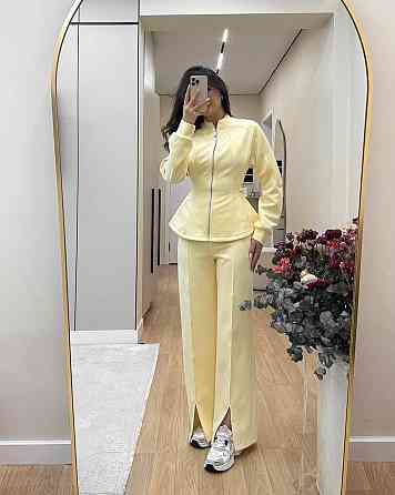 Женский стильный повседневный костюм двойка турская петля Лимонный, 42/44 Одесса