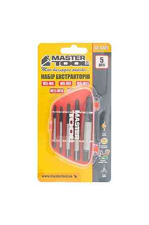 Екстрактори для викручування пошкоджених гвинтів MASTERTOOL М3-М18 набір 5 шт 14-1405 Коломыя