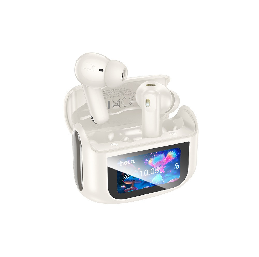 Бездротові навушники HOCO EQ21 Sandy true wireless ANC+ENC noise reduction touch screen BT headset Cloudy White Київ - фото 1