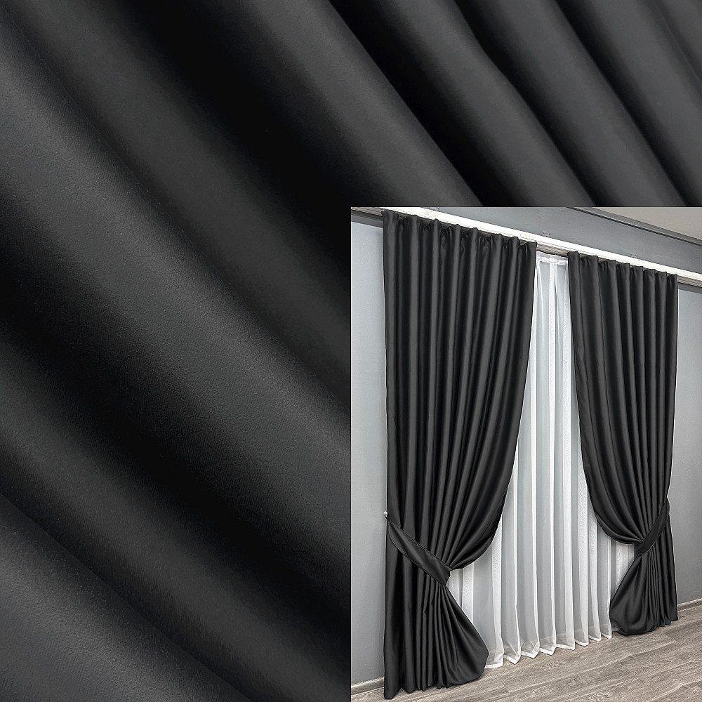 Комплект готовых штор VR-Textil Bagema Rvs № 1895ш Черный 150х270 см 2 шт (33-0948) Киев - изображение 1