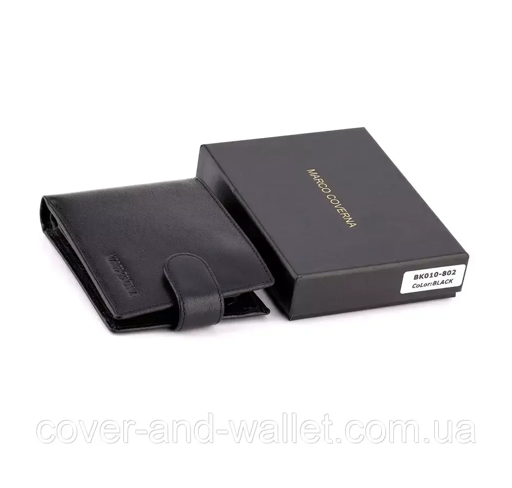 Чорний чоловічий шкіряний гаманець з вираженою фактурою Marco Coverna MC 010-802 Київ - фото 8