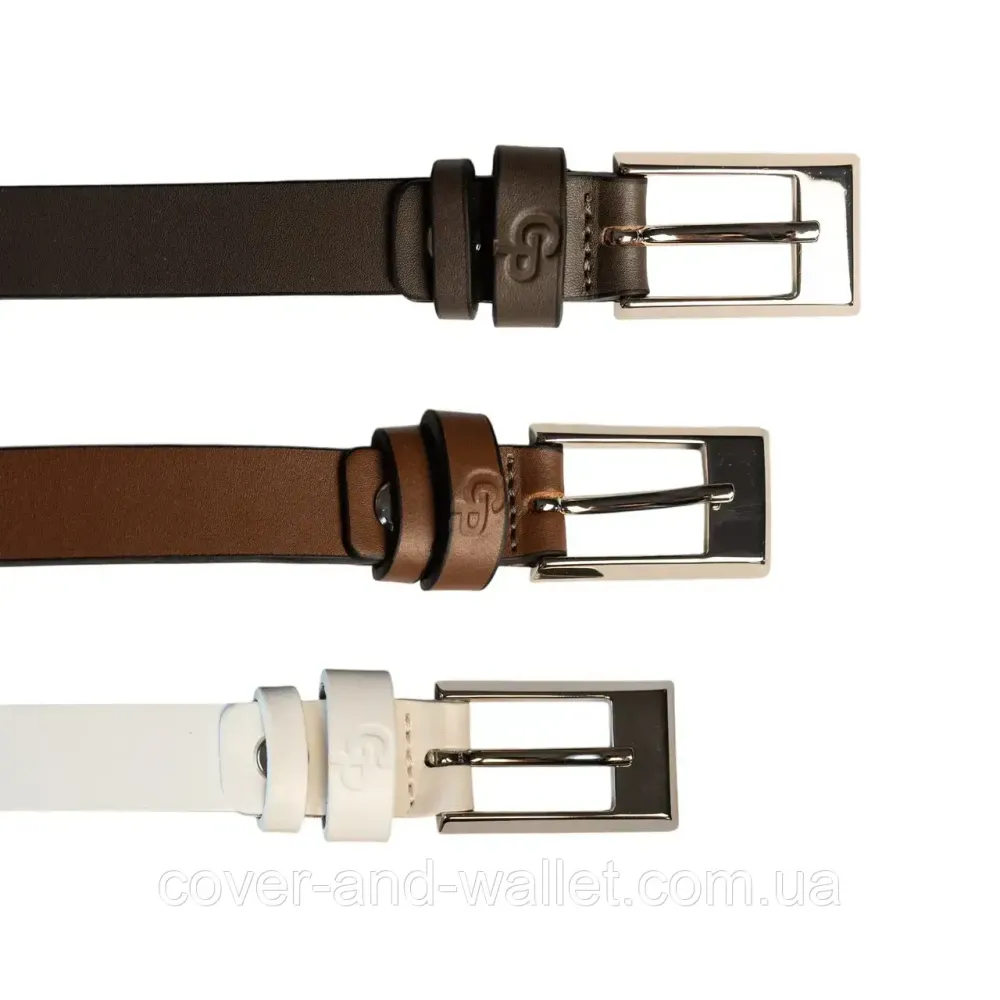 Стильний жіночий пояс з натуральної шкіри ручної роботи для джинсів та брюк коричневого кольору 20 мм Grande Pelle Київ - фото 7