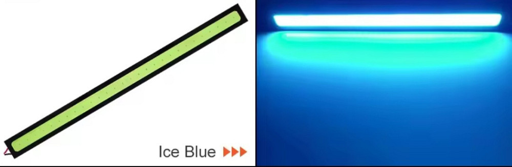 Автомобільна світлодіодна led стрічка протитуманні ходові вогні COB 12v 17 см холодно-синій Київ - фото 3