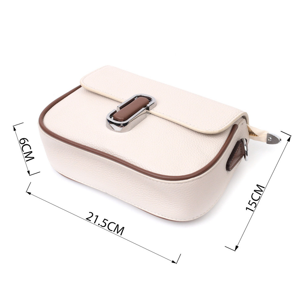 Полукруглая сумка для женщин с интересным магнитом-защелкой из натуральной кожи Vintage 22439 Белая Киев - изображение 3