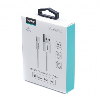Дата кабель USB 2.0 AM to Lightning 1.8m 2.1A MFI White Choetech (IP0027-WH) Вінниця - фото 7