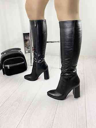Nivelle Чоботи жіночі NIVELLE чорні натуральна шкіра висота 37см обхват 34-36см каблук 10см (29 Коломыя