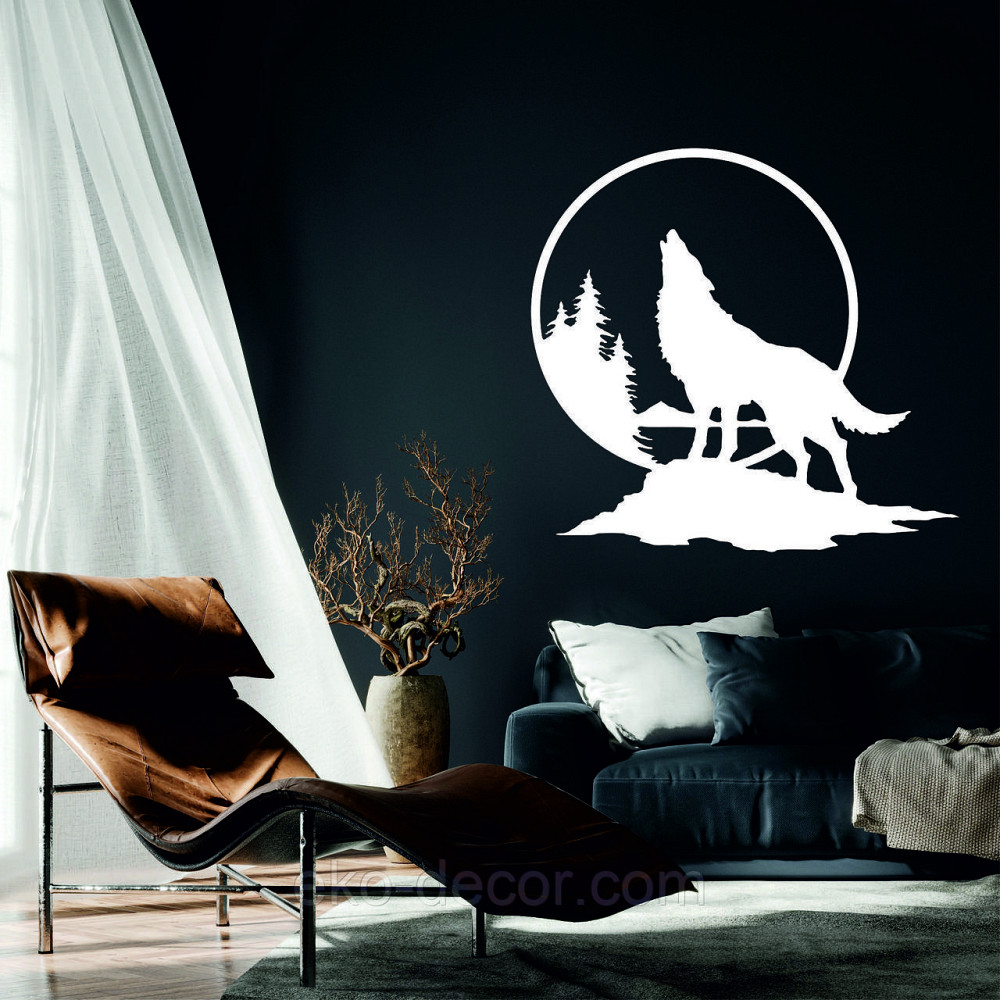 Декоративне настінне Панно «Вовк на природі», Декор на стіну 90*84 см, Білий Київ - фото 1