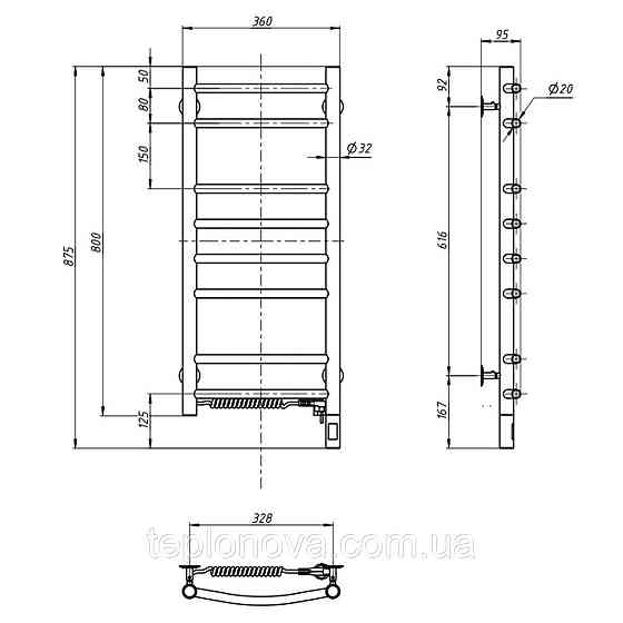 Полотенцесушитель Камелия 360х800 Sensor левый с таймером Черновцы