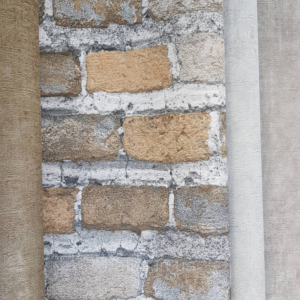 Обои виниловые на флизелине Rasch Factory 0.53х10,05 под кирпич серый коричневый кирпичный 428056 Киев - изображение 2