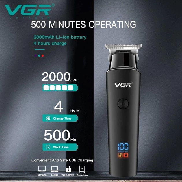 Багатофункціональна акумуляторна машинка для стрижки VGR V-937, Електробритва для LP-452 стрижки голови Київ - фото 5