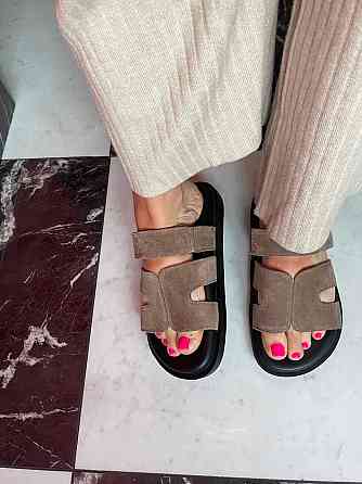 SEE SEVEN Модні шльопанці жіночі з натуральної замші капучино на низькому ходу SEE SEVEN 1662 р Коломыя