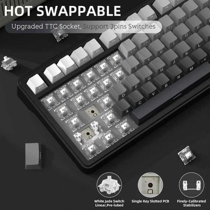 Механическая клавиатура Attack Shark X85 (Чёрно-белый градиент) Харьков - изображение 2