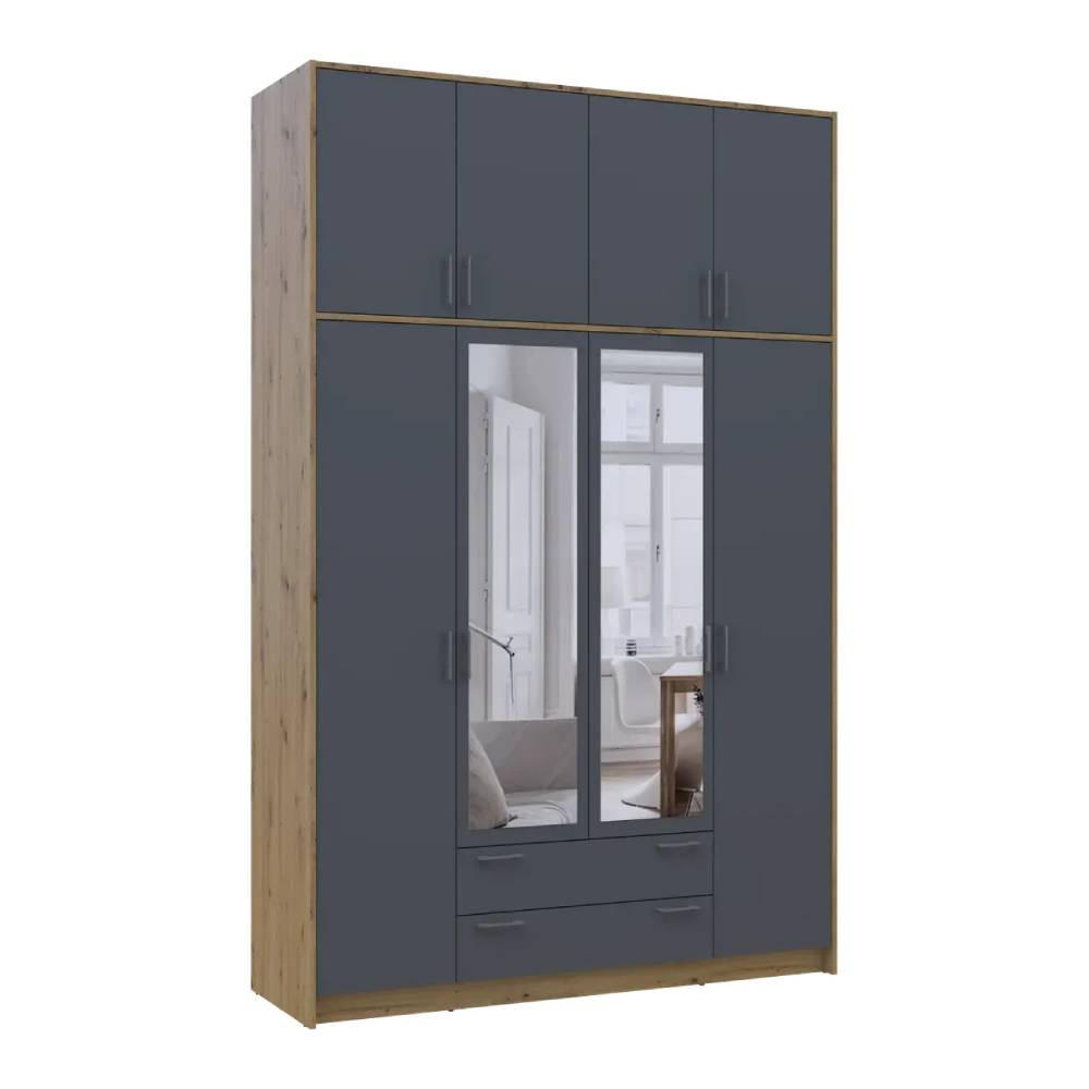 Шафа для одягу Doros Ронді з високою антресоллю і дзеркалом Дуб Артизан/Графіт 4 ДСП 160х52х260 (DRS-011879) Львів - фото 7