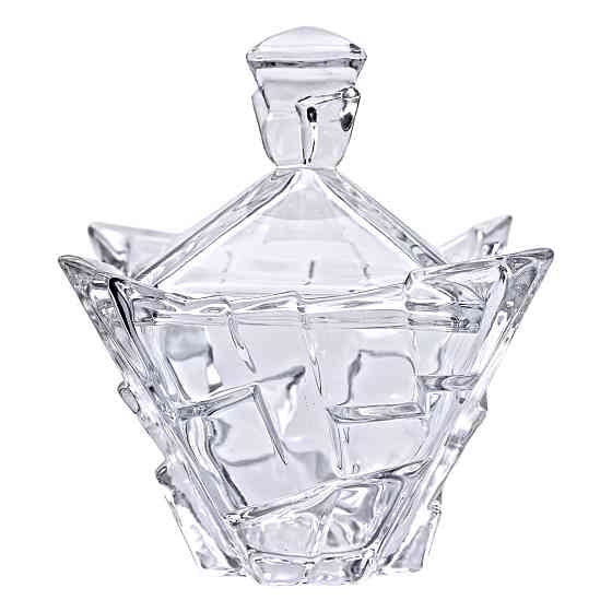 Цукорниця з кришкою 16×16×19 см ваза цукорниця квадратна скляна HP-4-119 Коломия