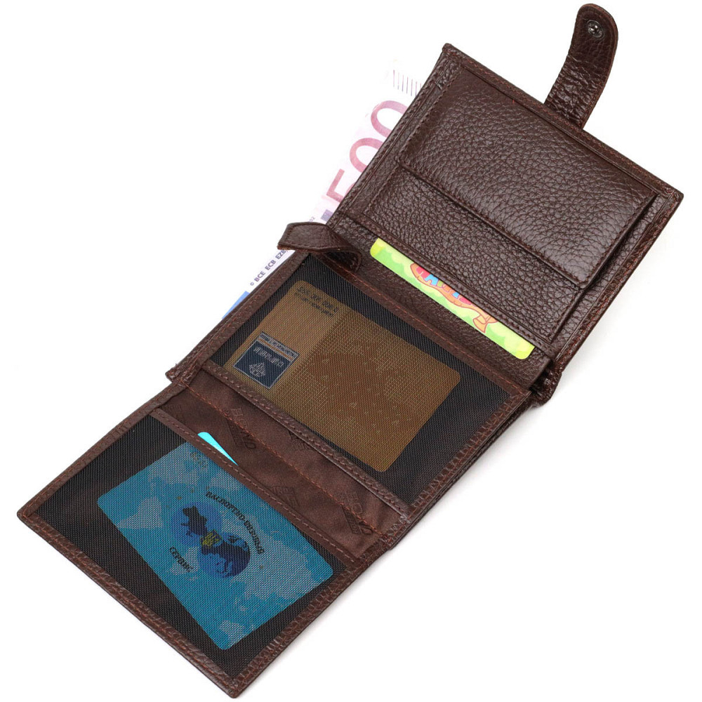 Практичное портмоне для мужчин из натуральной зернистой кожи Коричневый (BOND) Киев - изображение 1