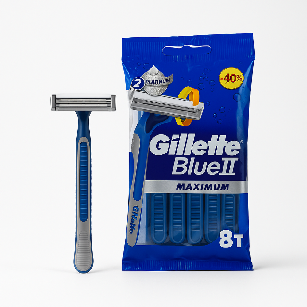 Одноразові бритви Gillette Blue II Maximum 8 шт — чоловічі бритви з подвійними лезами Харків - фото 4