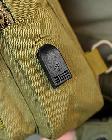 Армейская нагрудная сумка рюкзак с USB портом Защитник coyot ДЛ7536 Киев - изображение 6